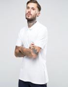 Asos Longline Skater Fit Pique Polo Shirt In White With Zips - White