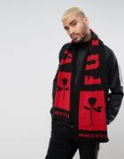 Asos Knitted Football Scarf In Black - Black