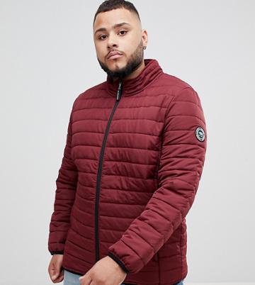 Badrhino Big Padded Quilted Jacket In Burgundy - Red