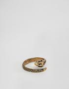 Asos Design Ring With Wrap Around Snake In Burnished Gold Tone