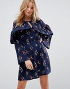 Influence Frill Keyhole Front Floral Dress - Multi