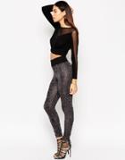 Asos Snake Printed Leggings With Contrast Waistband - Multi