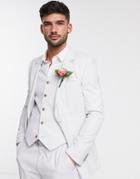 Asos Design Wedding Slim Suit Jacket In Light Gray