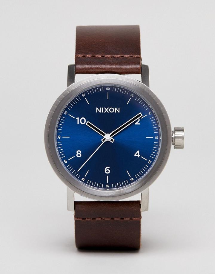 Nixon Stark Leather Watch In Brown - Brown