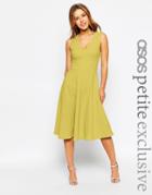 Asos Petite Midi Dress In Texture - Chartreuse $39.50