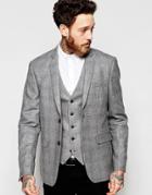 New Look Blazer With Gray Check - Gray