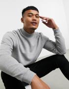 Asos Design Sweatshirt With Turtleneck In Gray Marl-grey