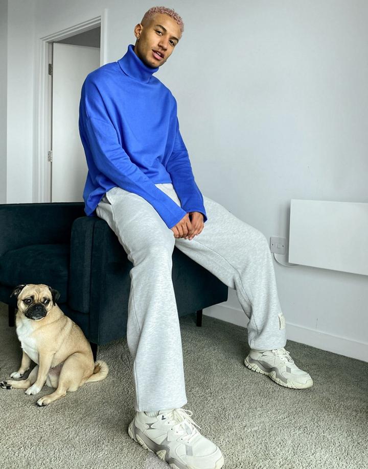 Asos Design Extreme Oversized Turtle Neck Sweatshirt In Blue-blues