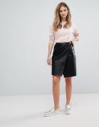 Vero Moda Faux Leather Wrap Skirt - Black