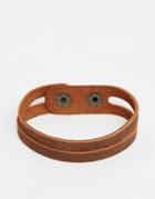 Asos Cut Out Leather Bracelet In Brown - Brown
