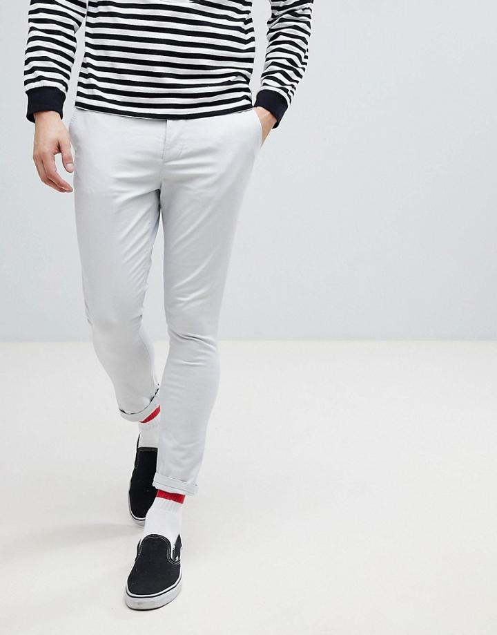 Asos Design Super Skinny Cropped Chinos In Ice Gray - Gray