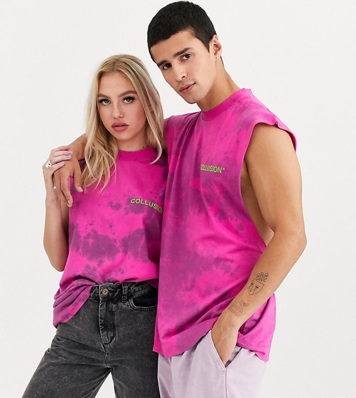 Collusion Unisex Sleeveless T-shirt With Tie Dye