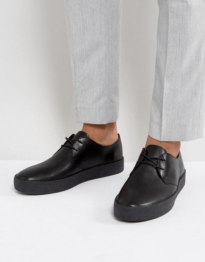 Vagabond Luis Leather Crepe Effect Sole Shoes - Black