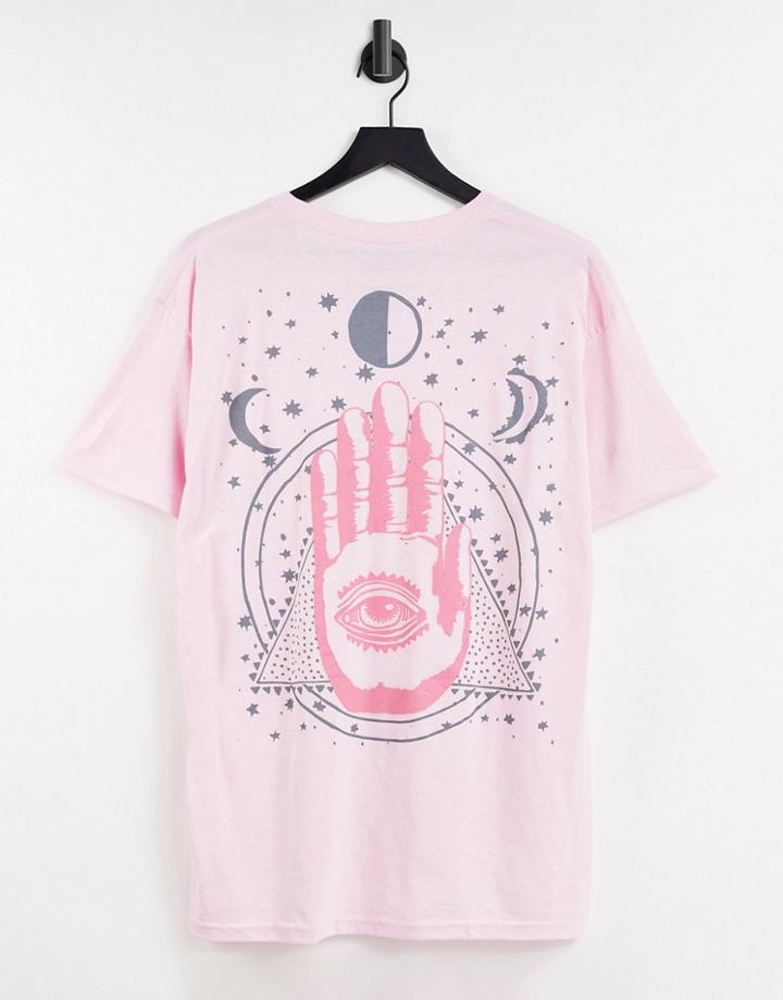 Hnr Ldn Mystic Palm Backprint Oversized T-shirt-pink