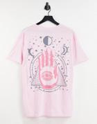 Hnr Ldn Mystic Palm Backprint Oversized T-shirt-pink
