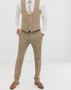 Asos Design Wedding Skinny Suit Pants In Stone Micro Check