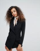 Unique 21 Blazer Romper With Corset Back Detail - Black