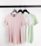 New Look Maternity 3 Pack Girlfriend Tee In Pink White And Green