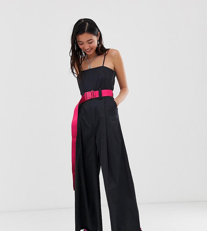 Collusion Wide Leg Jumpsuit With Belt-black
