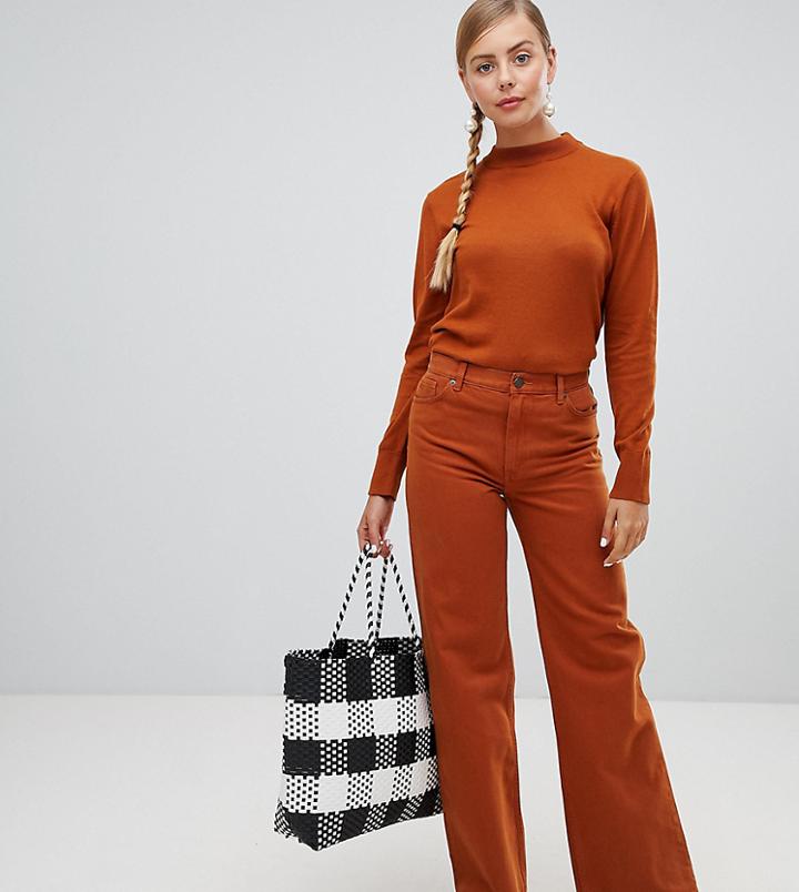 Monki Wide Leg Jeans In Rust-brown