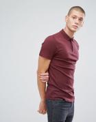 Asos Muscle Polo Shirt In Heavy Rib In Burgundy - Red