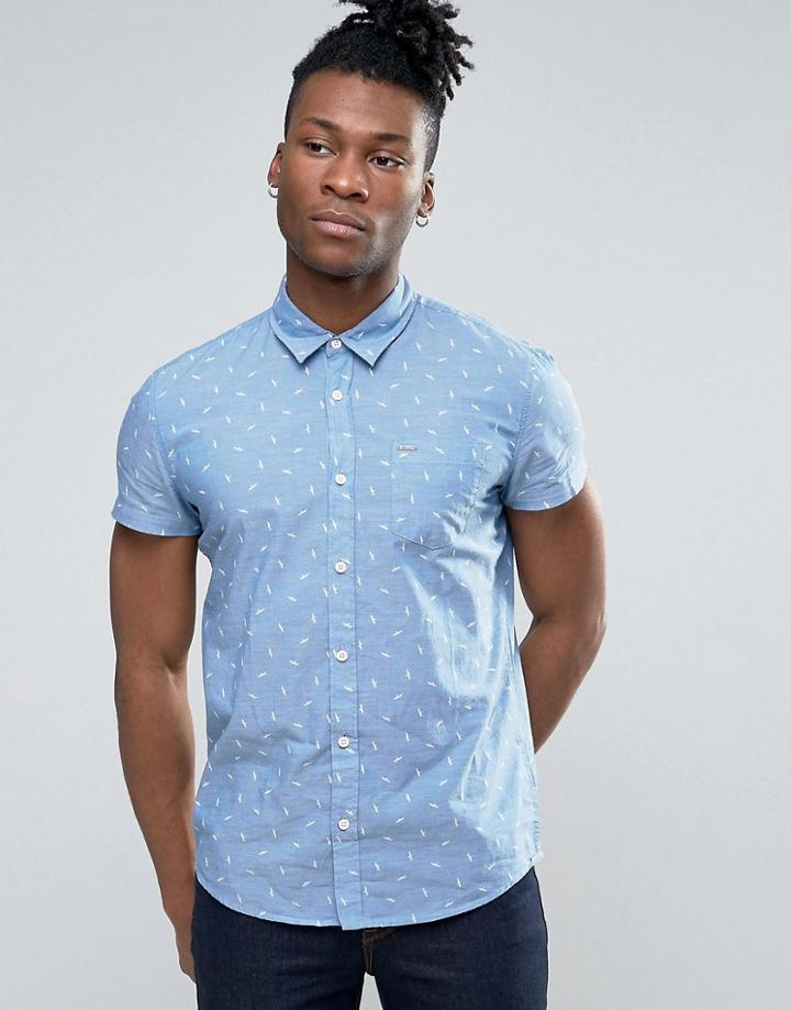 Pepe Jeans Printed Short Sleeve Shirt - Blue