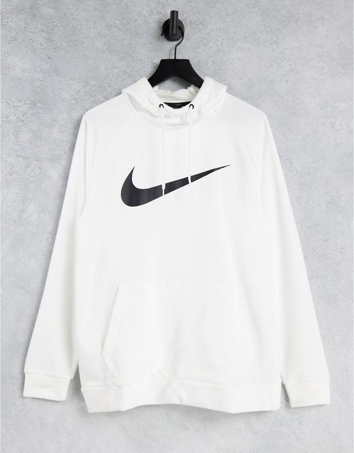 Nike Training Large Swoosh Hoodie In White