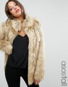 Asos Tall Jacket In Vintage Faux Fur - Beige
