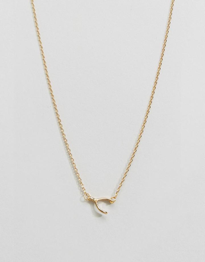 Orelia Sideways Wishbone Ditsy Necklace Giftcard - Gold