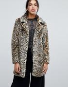 Parisian Faux Leopard Fur Coat - Brown