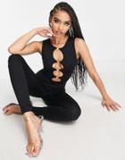 Simmi Sleeveless Cut Out Bust Fitted Jumpsuit In Black
