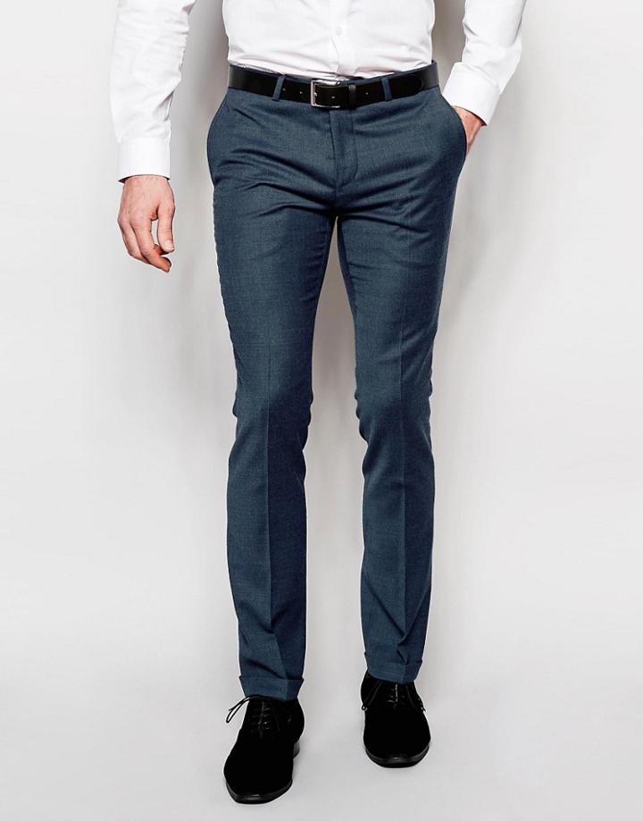 Noose & Monkey Pants With Turn Up In Super Skinny Fit - Blue