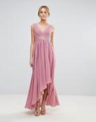 Y.a.s Maxi Dress With Embroidered Bodice And Hi Lo Hem - Purple
