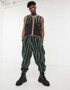 Crooked Tongues Set Printed Sweatpants In Zebra Print Fleece-green