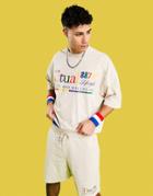 Asos Actual Oversized T-shirt With Logo Graphic Print In Oatmeal Heather - Part Of A Set-neutral