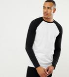 Asos Design Tall Long Sleeve T-shirt With Contrast Raglan Sleeves - Multi