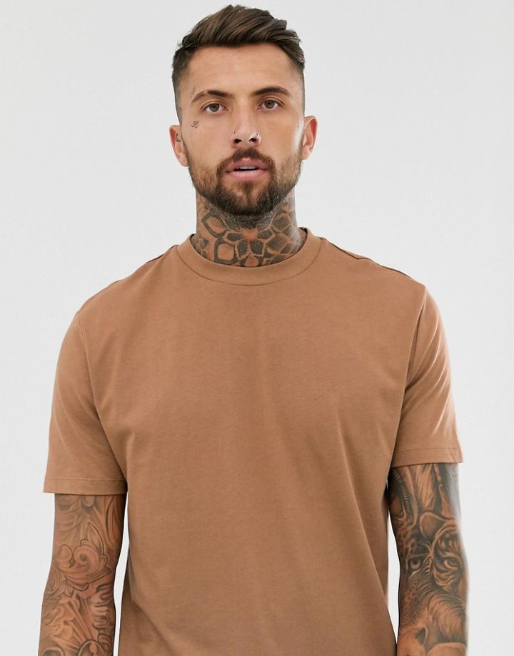 Asos Design Organic Relaxed T-shirt With Crew Neck In Brown