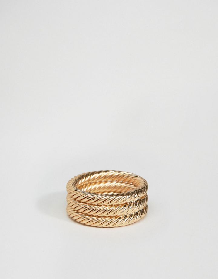 Asos Twisted Coil Ring In Gold - Gold