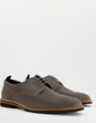 Asos Design Lace Up Shoes In Gray Suede With Contrast Sole