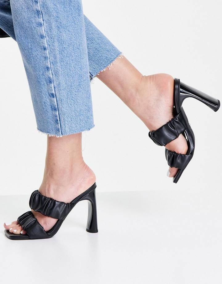 Topshop Rumi Ruched Mule In Black