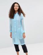 Ymc Blue Sheer Rubber Raincoat - Powder Blue