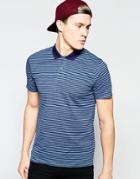 Threadbare Stripe Polo Shirt - Navy