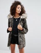 Brave Soul Camo Parka - Green