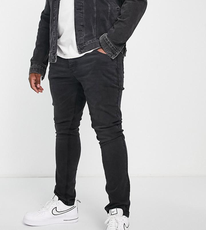 French Connection Plus Tapered Jeans In Washed Black
