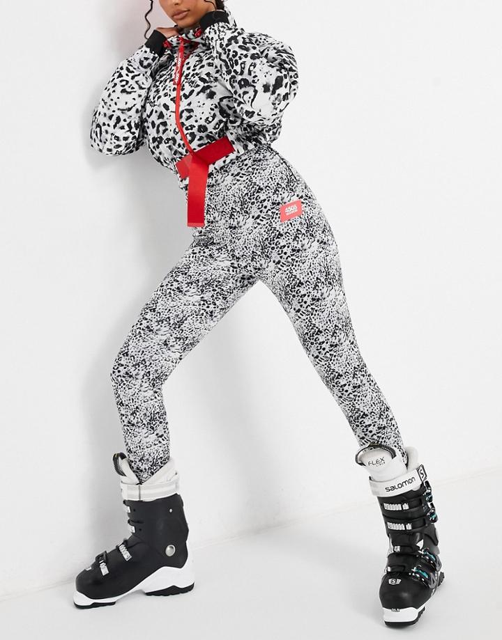 Asos 4505 Ski Skinny Ski Pants With Stirrup In Mono Animal-multi