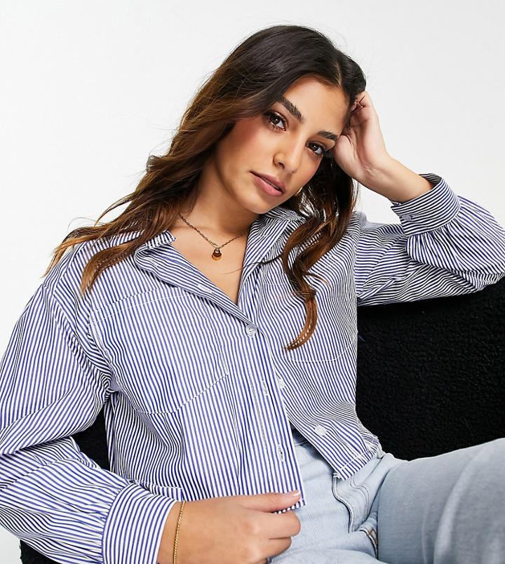 I Saw It First Petite Cropped Shirt In Blue-blues