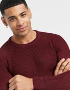 Brave Soul Crew Neck Sweater In Burgundy-purple