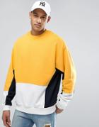 Asos Oversized Sweatshirt With Yellow Color Blocking - Yellow