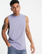 Asos Design Relaxed Fit Tank In Washed Purple-grey
