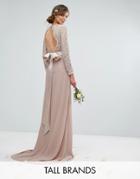 Tfnc Tall Wedding Lace Maxi Dress With Bow Back - Pink